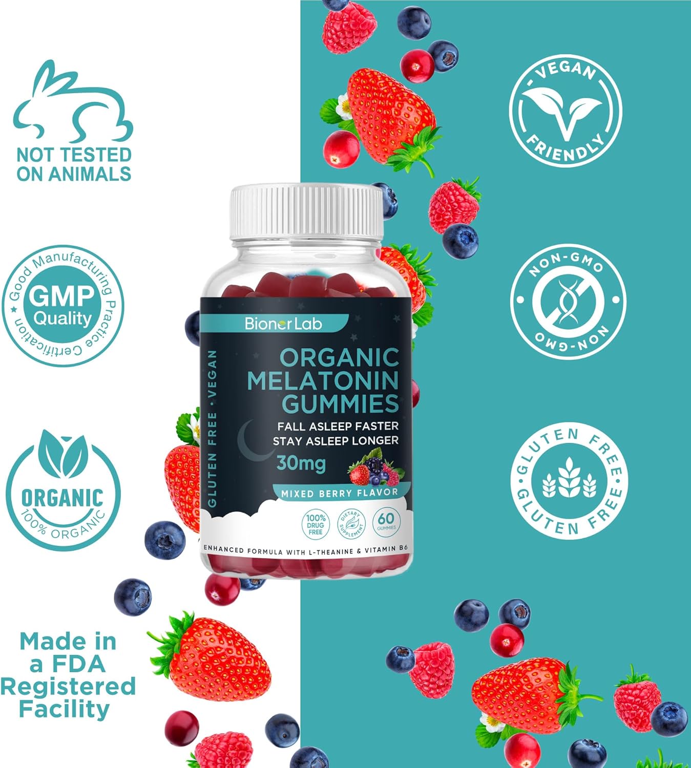 BionerLab Organic Melatonin Gummies
