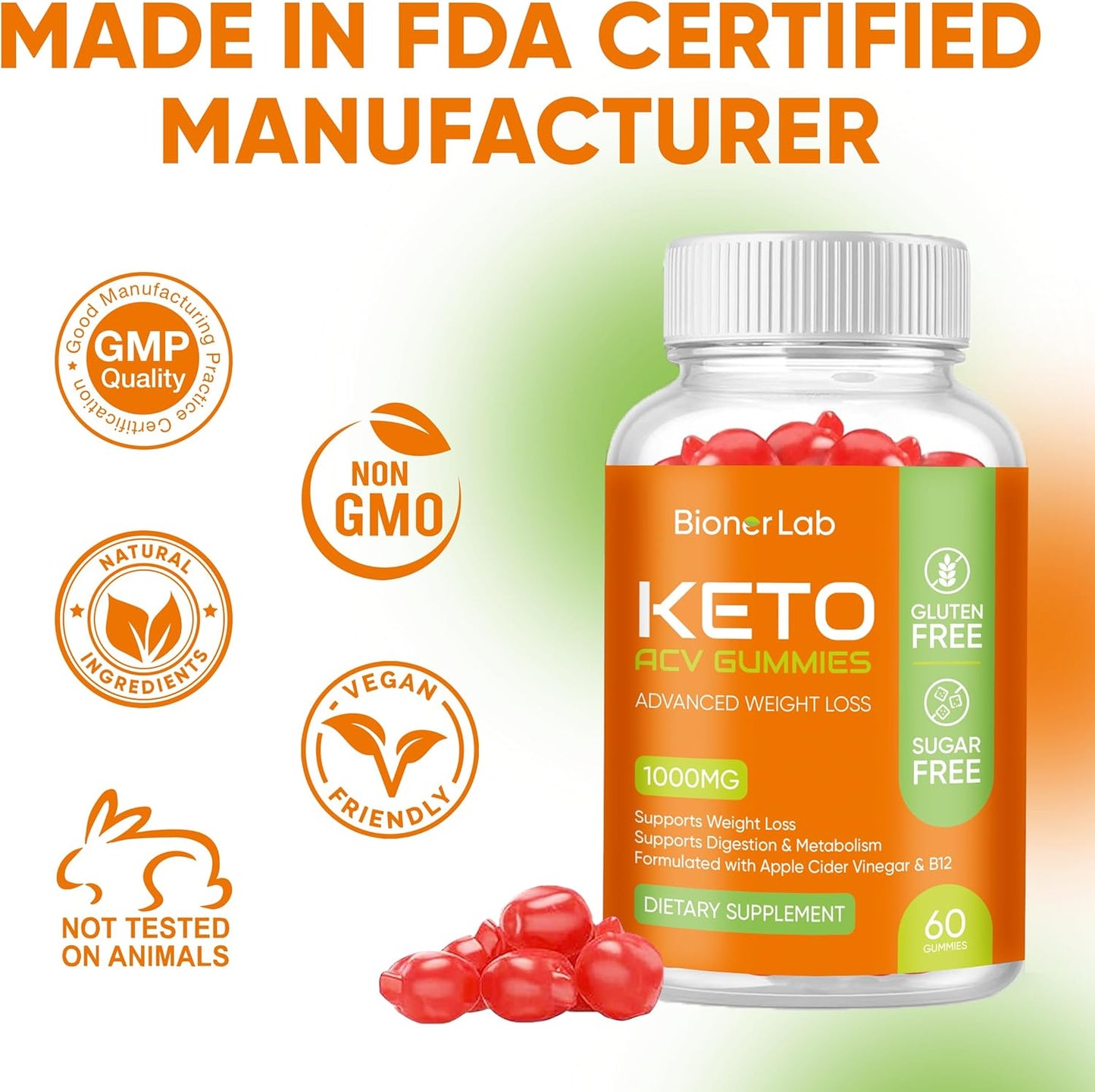 BionerLab Keto ACV Gummies (Pack of 2)