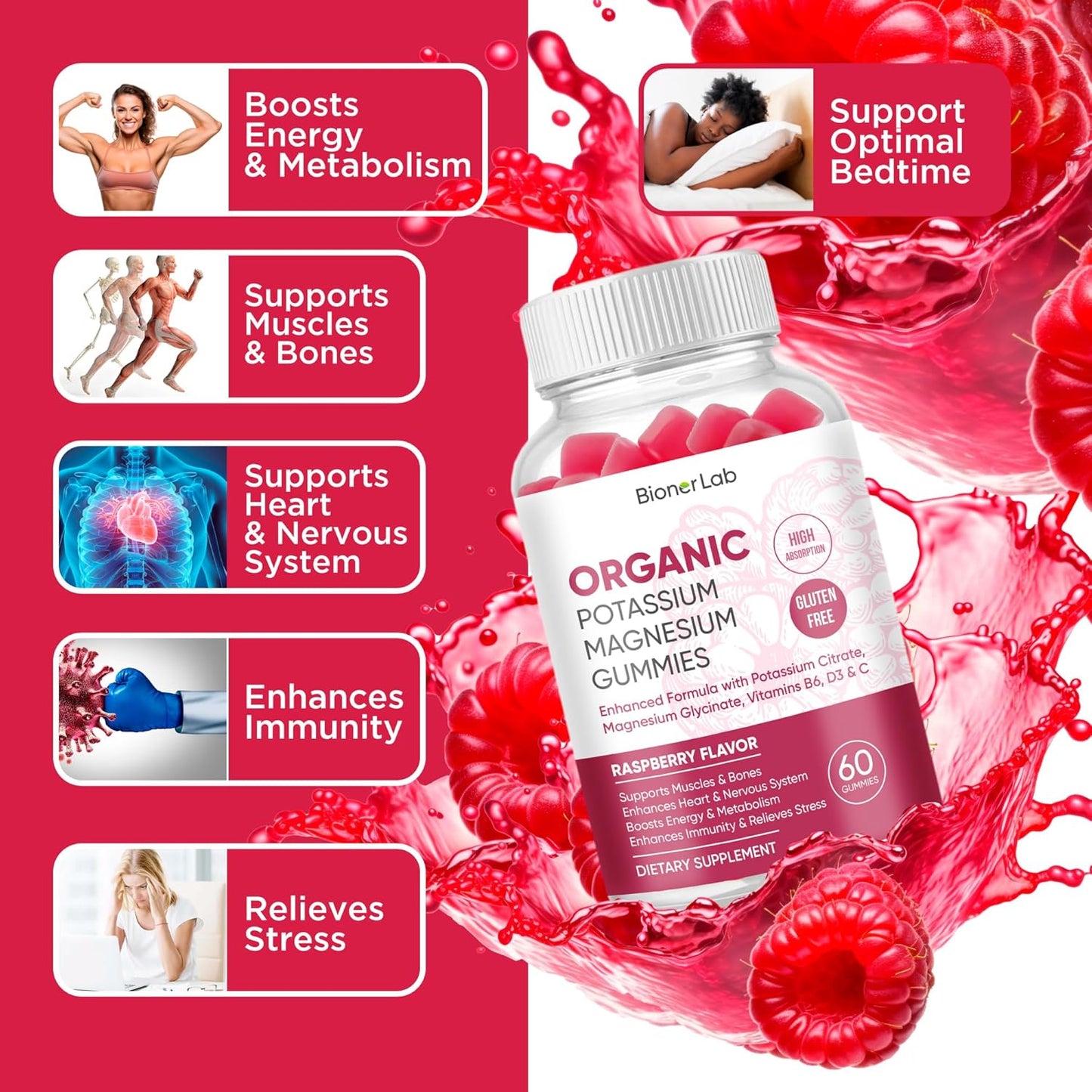 BionerLab Organic Potassium Magnesium Gummies
