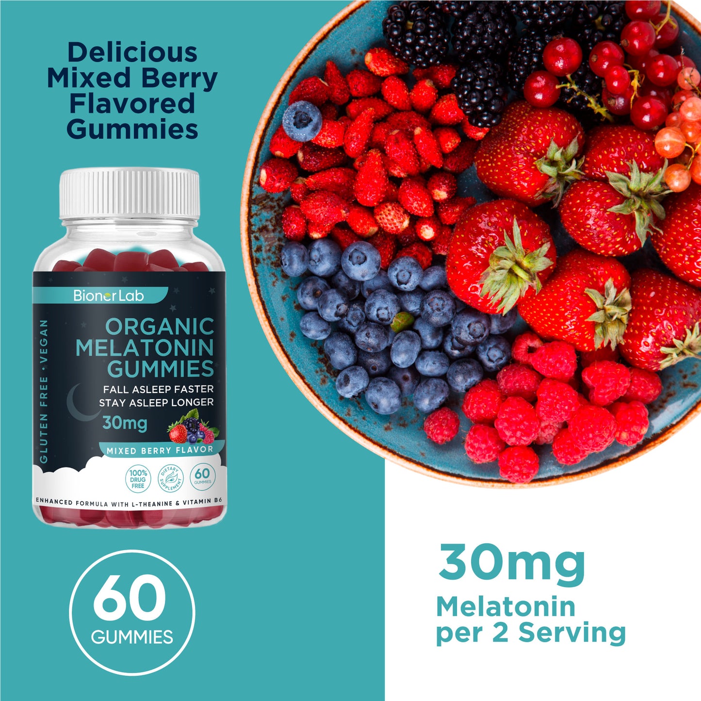 BionerLab Melatonin Gummies (Pack of 2)