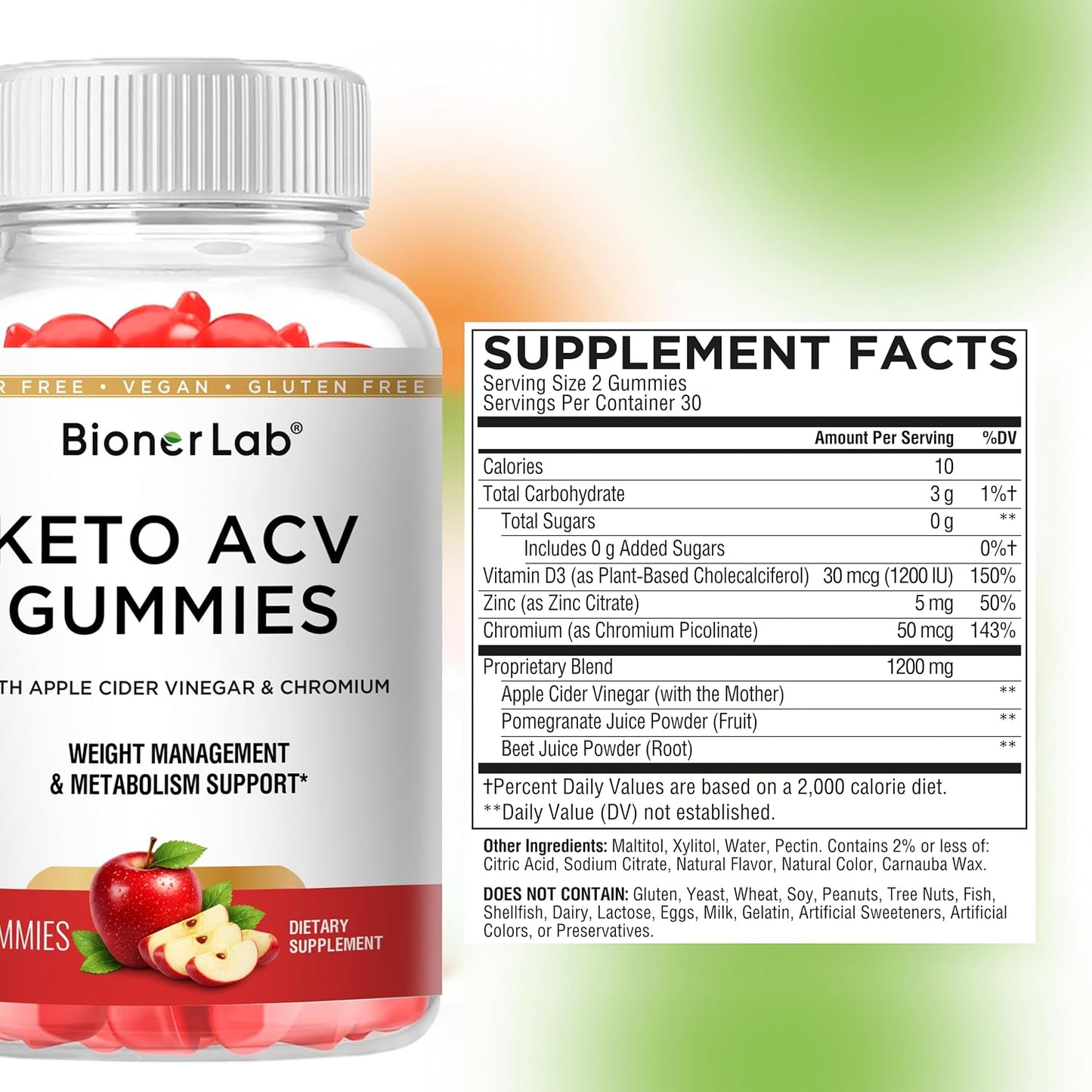 BionerLab Keto ACV Gummies (Pack of 2)